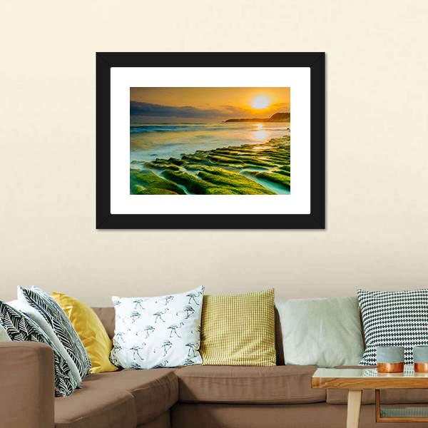 Coastal Stone Trench Of Laomei Coast In Taipei Taiwan Canvas Wall Art-1 Piece-Framed Print-20" x 16"-Tiaracle