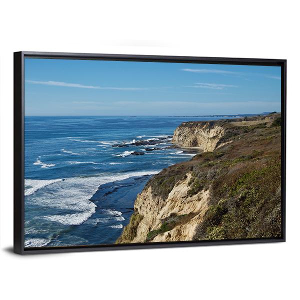 Coastal View In California Canvas Wall Art-3 Horizontal-Gallery Wrap-25" x 16"-Tiaracle
