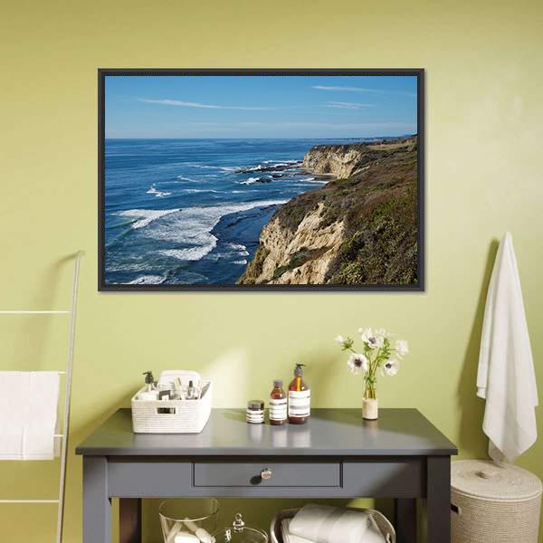 Coastal View In California Canvas Wall Art-3 Horizontal-Gallery Wrap-25" x 16"-Tiaracle