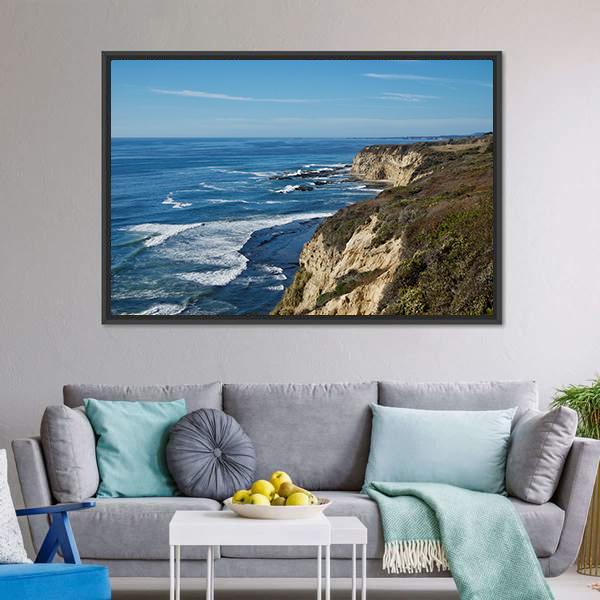 Coastal View In California Canvas Wall Art-3 Horizontal-Gallery Wrap-25" x 16"-Tiaracle