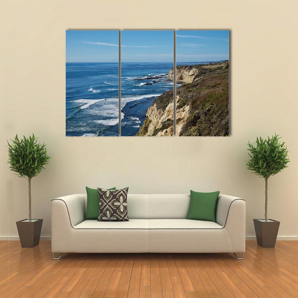 Coastal View In California Canvas Wall Art-3 Horizontal-Gallery Wrap-37" x 24"-Tiaracle