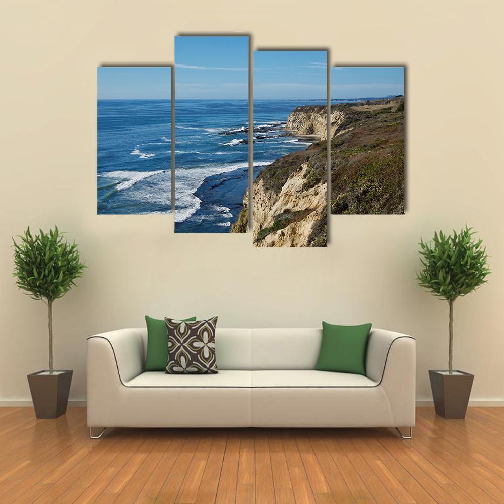 Coastal View In California Canvas Wall Art-4 Pop-Gallery Wrap-50" x 32"-Tiaracle