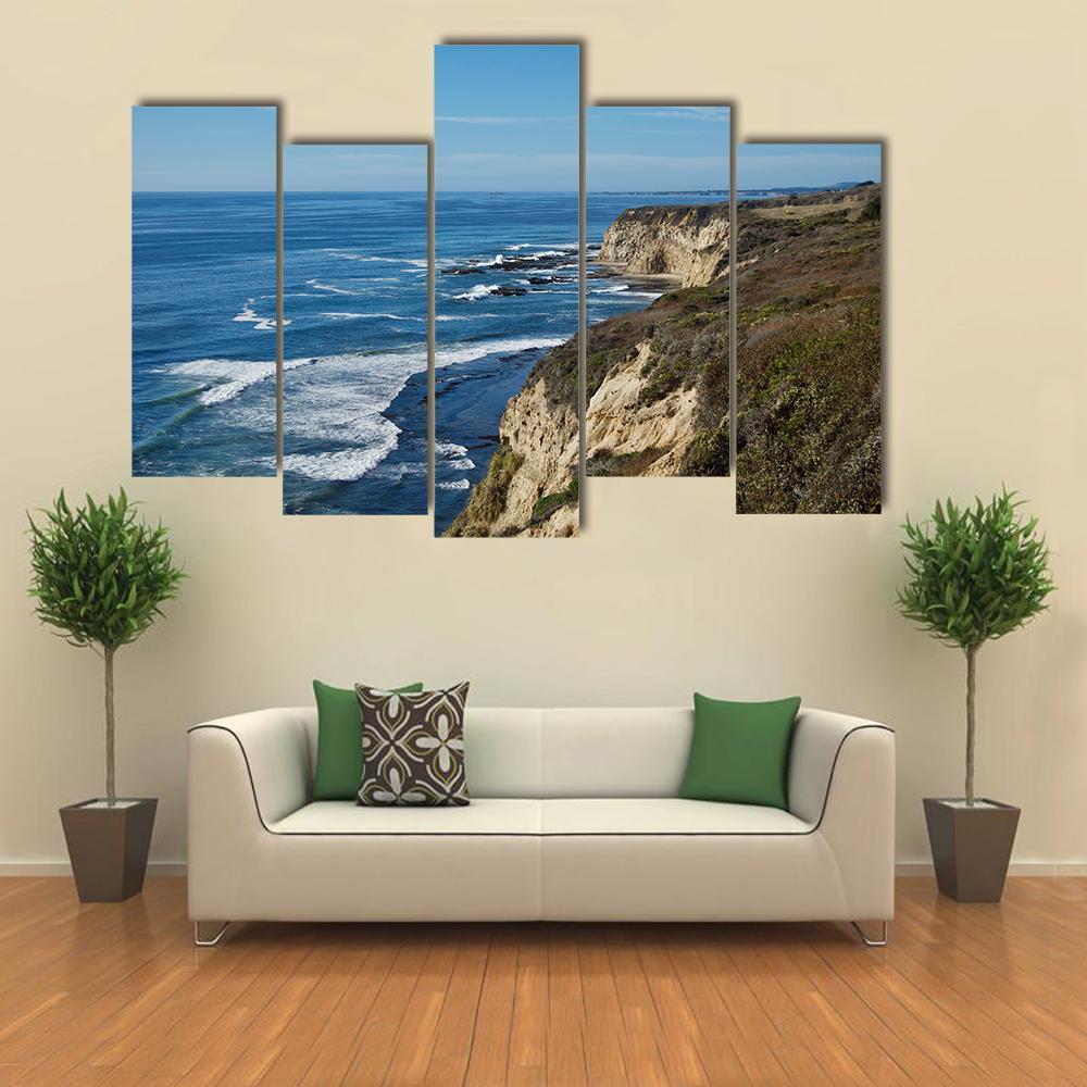 Coastal View In California Canvas Wall Art-5 Pop-Gallery Wrap-47" x 32"-Tiaracle