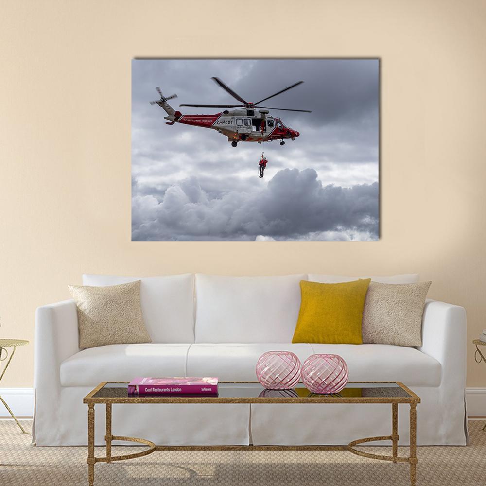 Coastguard Helicopter Canvas Wall Art-1 Piece-Gallery Wrap-36" x 24"-Tiaracle