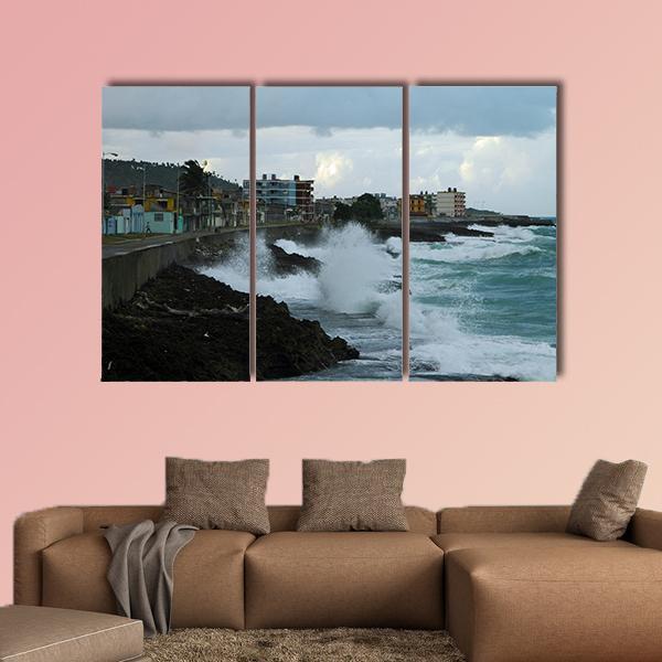 Coastline Of Baracoa Canvas Wall Art-3 Horizontal-Gallery Wrap-25" x 16"-Tiaracle