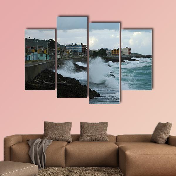 Coastline Of Baracoa Canvas Wall Art-4 Pop-Gallery Wrap-50" x 32"-Tiaracle