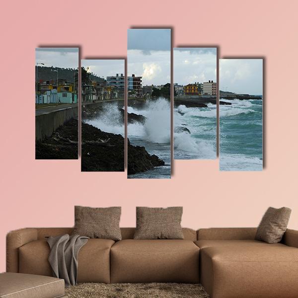 Coastline Of Baracoa Canvas Wall Art-5 Pop-Gallery Wrap-47" x 32"-Tiaracle