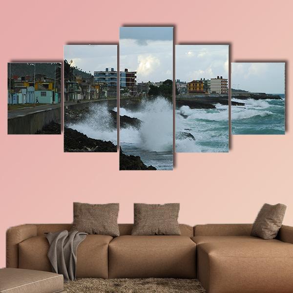 Coastline Of Baracoa Canvas Wall Art-5 Star-Gallery Wrap-62" x 32"-Tiaracle
