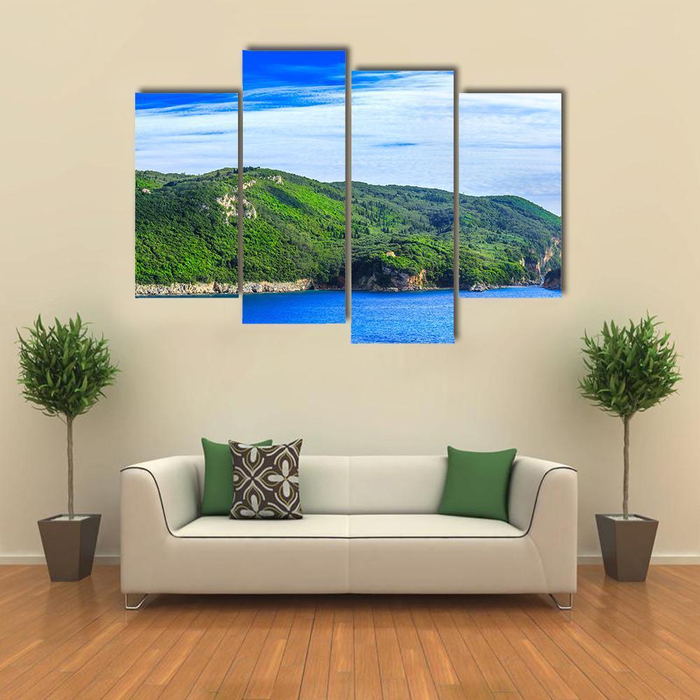 Coastline In Greece Canvas Wall Art-4 Pop-Gallery Wrap-50" x 32"-Tiaracle