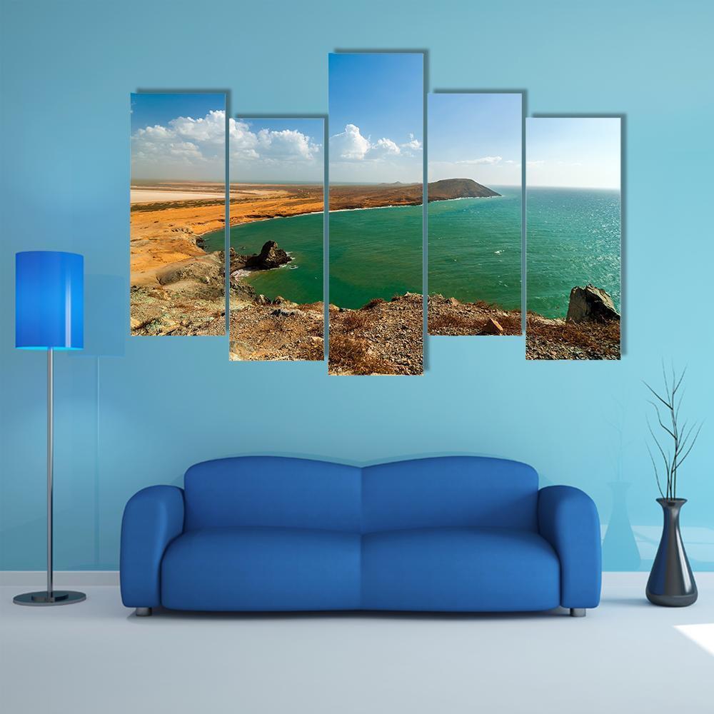 Coastline In La Guajira Canvas Wall Art-5 Pop-Gallery Wrap-47" x 32"-Tiaracle