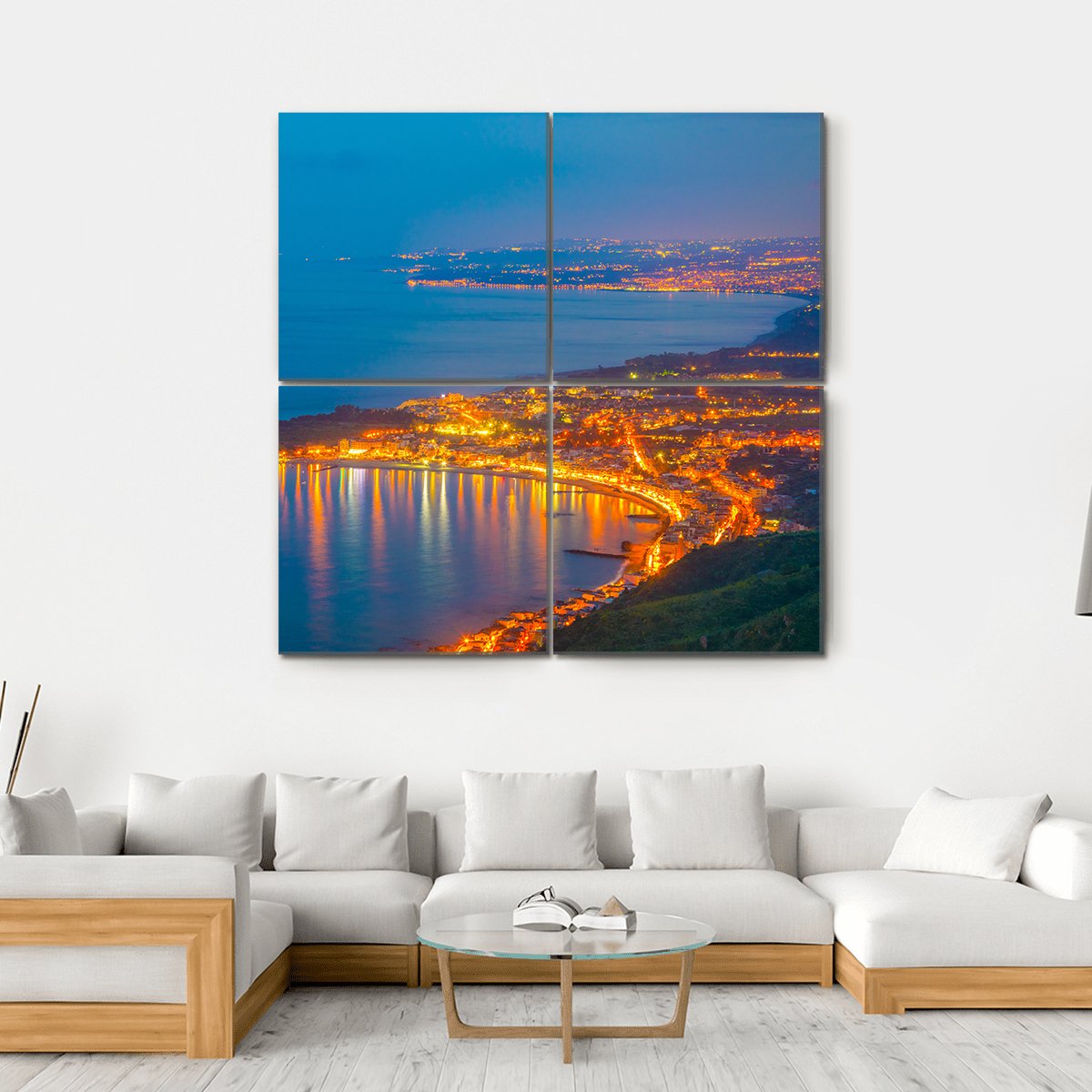 Coastline Near Sicilian City Canvas Wall Art-4 Square-Gallery Wrap-17" x 17"-Tiaracle