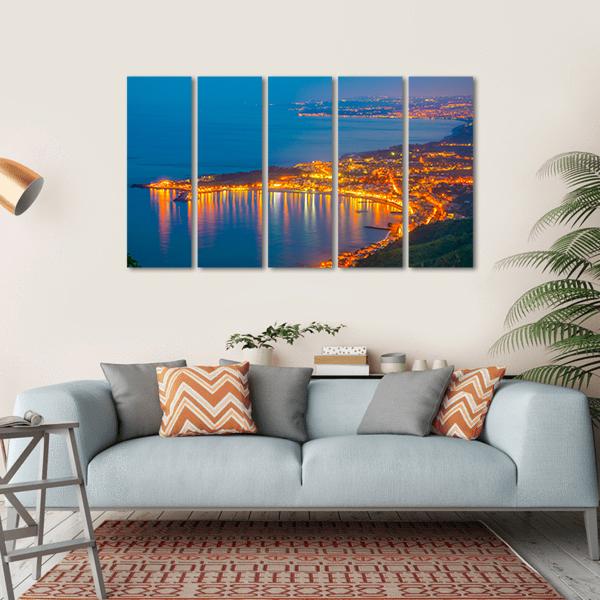 Coastline Near Sicilian City Canvas Wall Art-5 Horizontal-Gallery Wrap-22" x 12"-Tiaracle