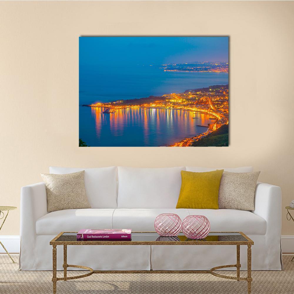 Coastline Near Sicilian City Canvas Wall Art-1 Piece-Gallery Wrap-48" x 32"-Tiaracle