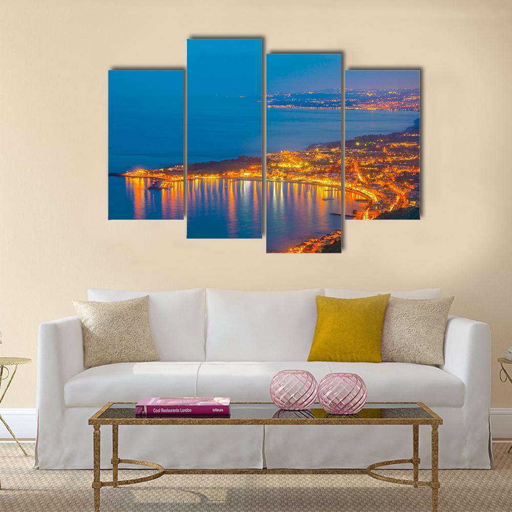 Coastline Near Sicilian City Canvas Wall Art-4 Pop-Gallery Wrap-50" x 32"-Tiaracle