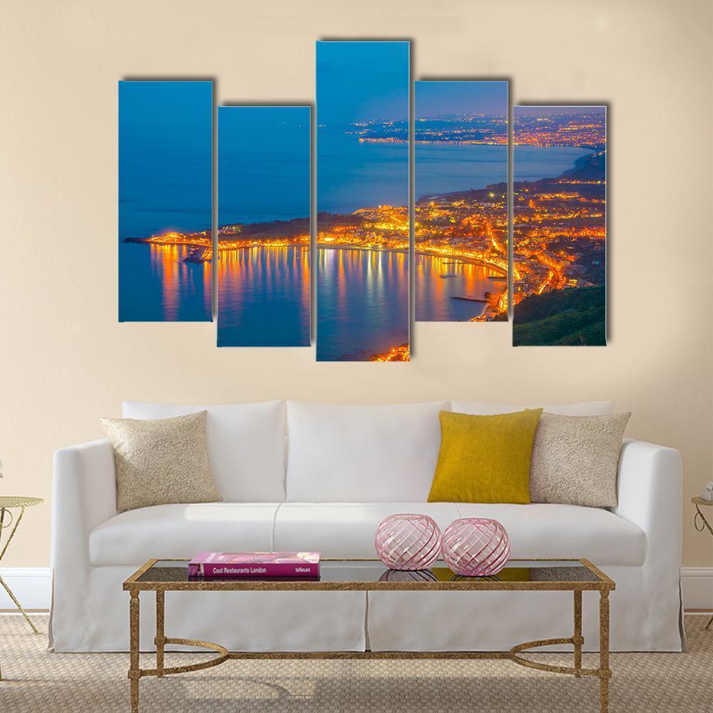 Coastline Near Sicilian City Canvas Wall Art-5 Pop-Gallery Wrap-47" x 32"-Tiaracle