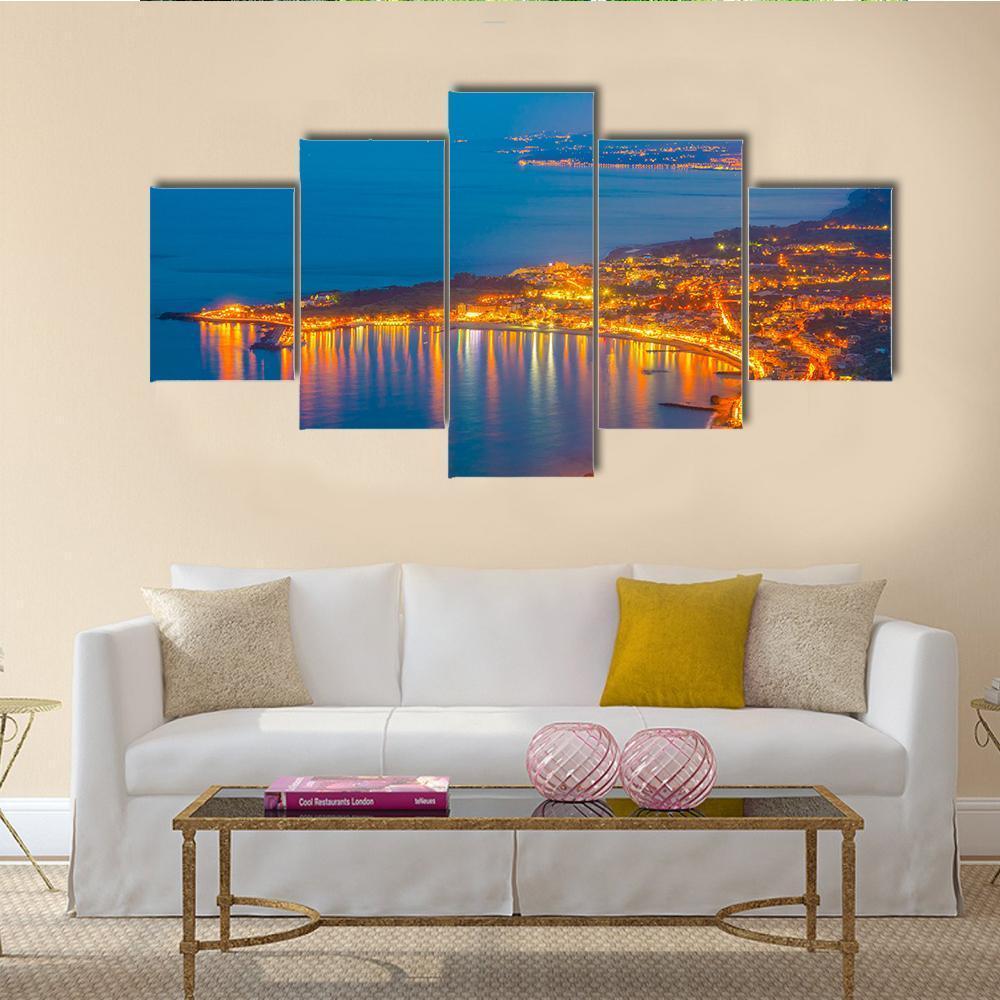 Coastline Near Sicilian City Canvas Wall Art-5 Star-Gallery Wrap-62" x 32"-Tiaracle