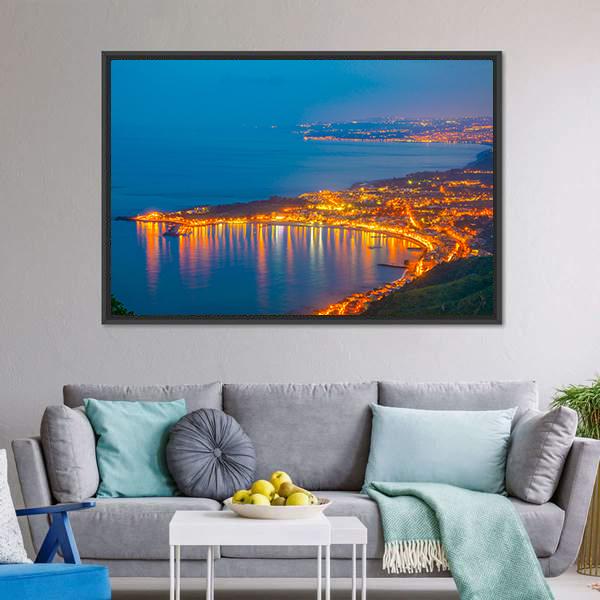 Coastline Near Sicilian City Canvas Wall Art-3 Horizontal-Gallery Wrap-25" x 16"-Tiaracle