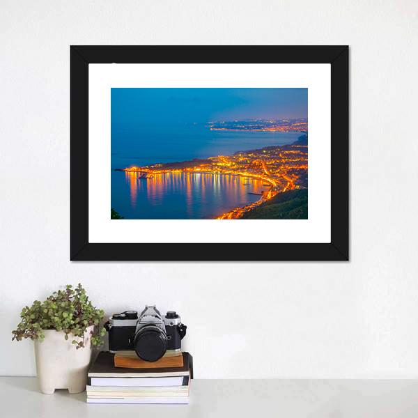 Coastline Near Sicilian City Panoramic Canvas Wall Art-1 Piece-36" x 12"-Tiaracle
