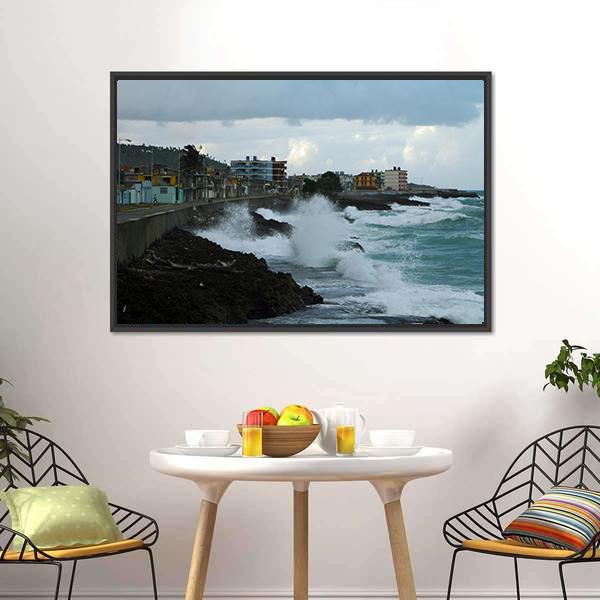Coastline Of Baracoa Canvas Wall Art-1 Piece-Floating Frame-24" x 16"-Tiaracle