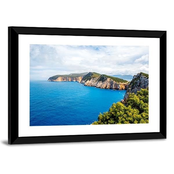 Coastline Of Lefkada Island Panoramic Canvas Wall Art-1 Piece-36" x 12"-Tiaracle