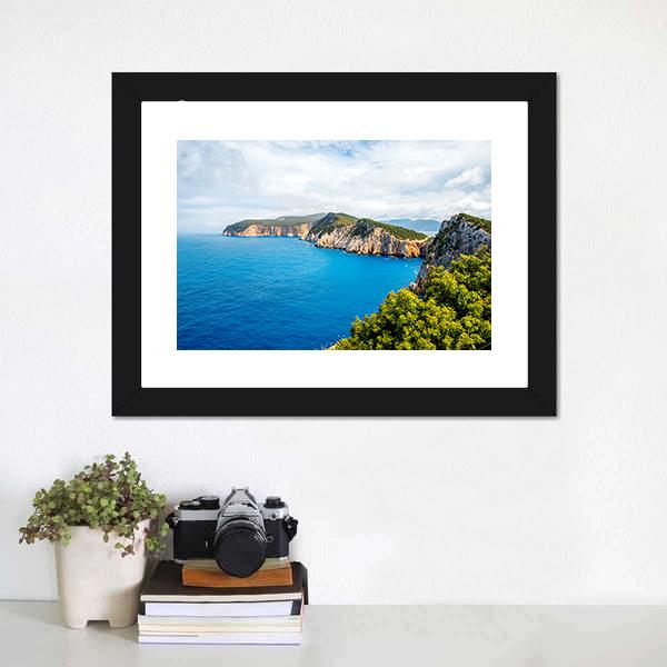 Coastline Of Lefkada Island Panoramic Canvas Wall Art-1 Piece-36" x 12"-Tiaracle