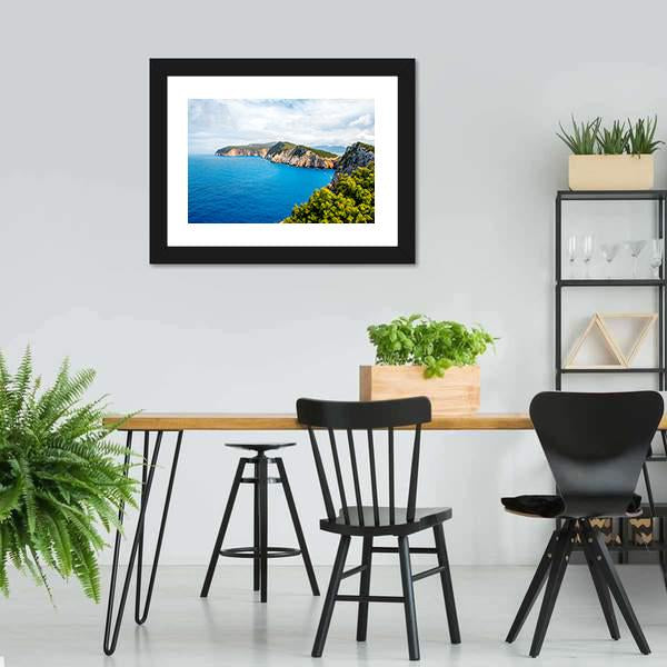 Coastline Of Lefkada Island Panoramic Canvas Wall Art-1 Piece-36" x 12"-Tiaracle