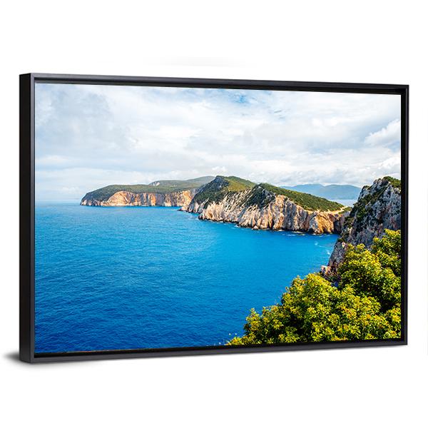 Coastline Of Lefkada Island Panoramic Canvas Wall Art-1 Piece-36" x 12"-Tiaracle