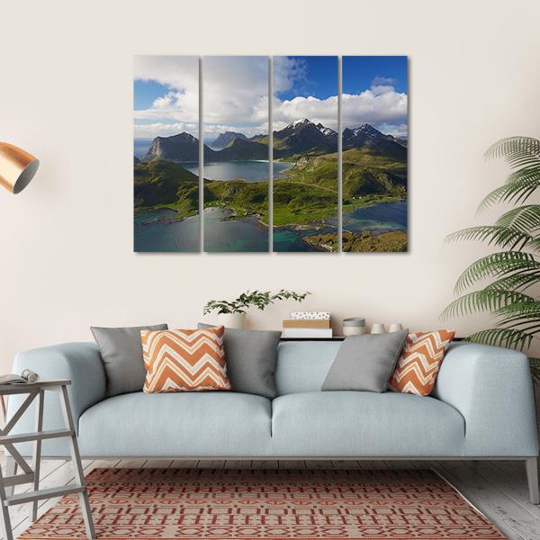 Coastline On Lofoten Islands Canvas Wall Art-4 Horizontal-Gallery Wrap-34" x 24"-Tiaracle