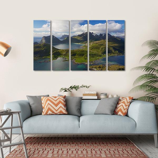 Coastline On Lofoten Islands Canvas Wall Art-5 Horizontal-Gallery Wrap-22" x 12"-Tiaracle