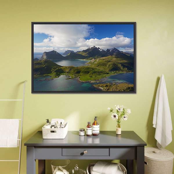 Coastline On Lofoten Islands Canvas Wall Art-5 Horizontal-Gallery Wrap-22" x 12"-Tiaracle