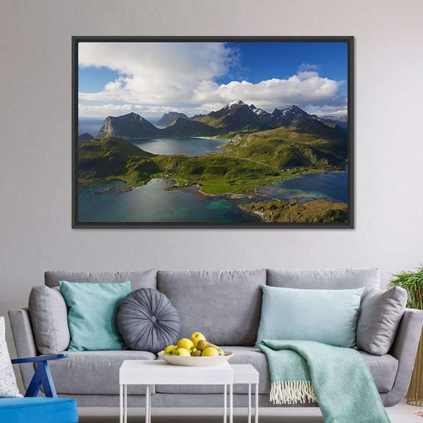 Coastline On Lofoten Islands Canvas Wall Art-5 Horizontal-Gallery Wrap-22" x 12"-Tiaracle