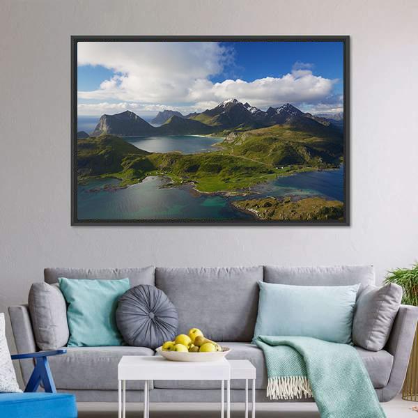 Coastline On Lofoten Islands Panoramic Canvas Wall Art-1 Piece-36" x 12"-Tiaracle