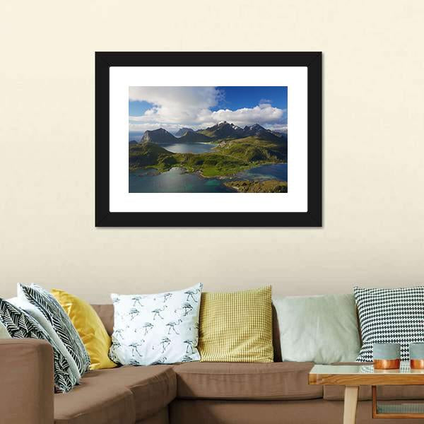 Coastline On Lofoten Islands Panoramic Canvas Wall Art-1 Piece-36" x 12"-Tiaracle