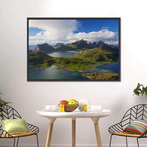 Coastline On Lofoten Islands Panoramic Canvas Wall Art-1 Piece-36" x 12"-Tiaracle