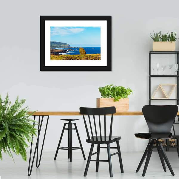 Coastline Towards Hanga Roa Canvas Wall Art-3 Horizontal-Gallery Wrap-25" x 16"-Tiaracle