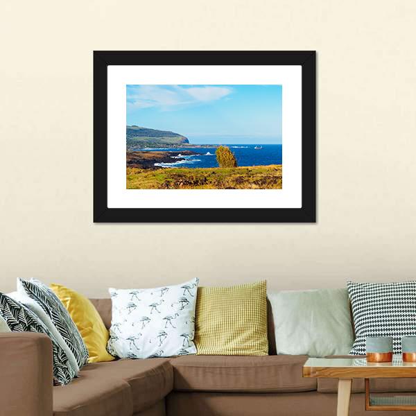 Coastline Towards Hanga Roa Canvas Wall Art-3 Horizontal-Gallery Wrap-25" x 16"-Tiaracle