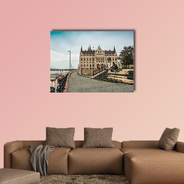 Legislative House Hungary Canvas Wall Art-1 Piece-Gallery Wrap-48" x 32"-Tiaracle