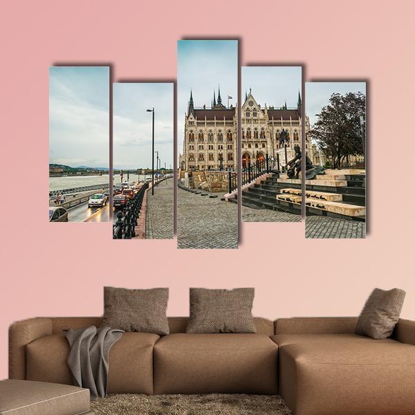 Legislative House Hungary Canvas Wall Art-5 Pop-Gallery Wrap-47" x 32"-Tiaracle