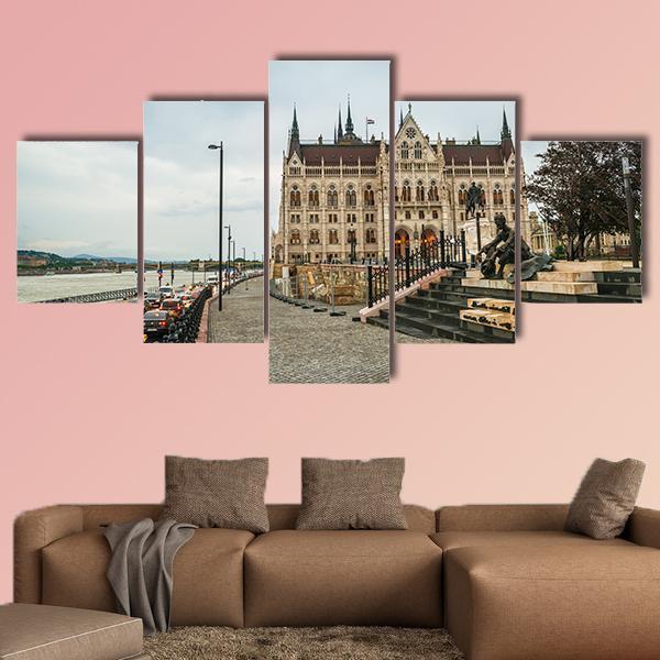 Legislative House Hungary Canvas Wall Art-5 Star-Gallery Wrap-62" x 32"-Tiaracle