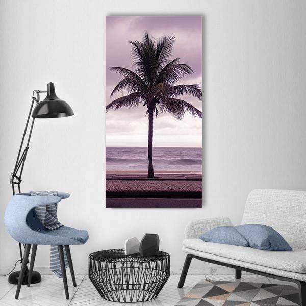 Coconut Tree On Beach Vertical Canvas Wall Art-1 Vertical-Gallery Wrap-12" x 24"-Tiaracle