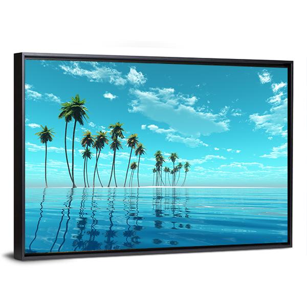 Coconut Trees At Tropic Sea Canvas Wall Art-3 Horizontal-Gallery Wrap-25" x 16"-Tiaracle