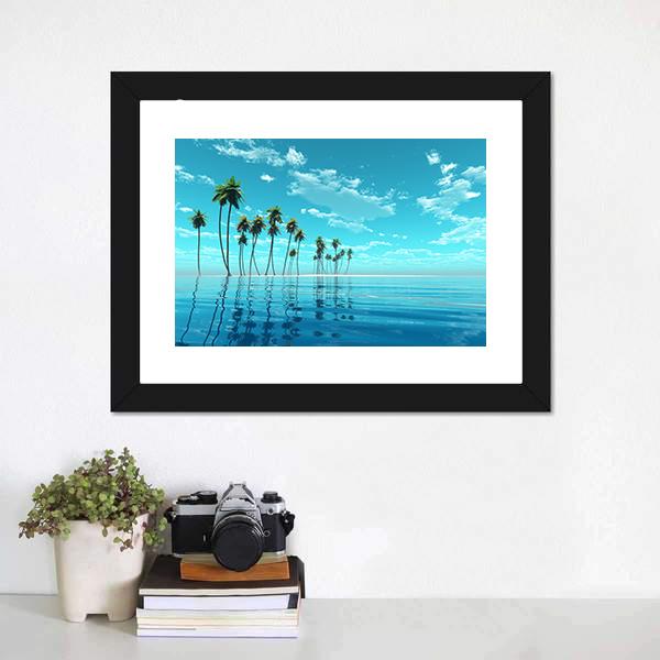 Coconut Trees At Tropic Sea Canvas Wall Art-3 Horizontal-Gallery Wrap-25" x 16"-Tiaracle