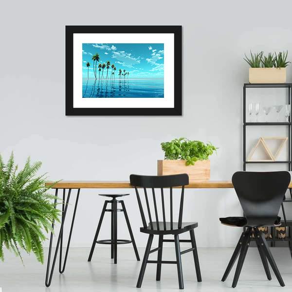 Coconut Trees At Tropic Sea Canvas Wall Art-3 Horizontal-Gallery Wrap-25" x 16"-Tiaracle
