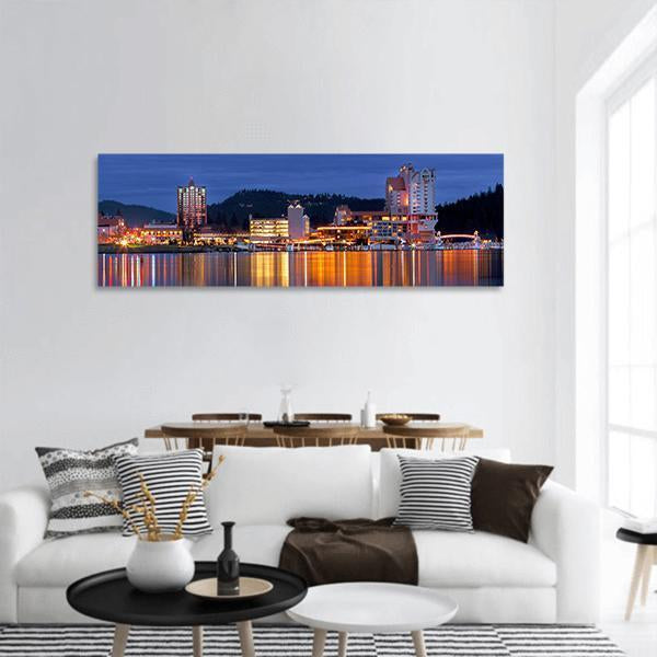 Coeur d'Alene Skyline Panoramic Canvas Wall Art-1 Piece-36" x 12"-Tiaracle
