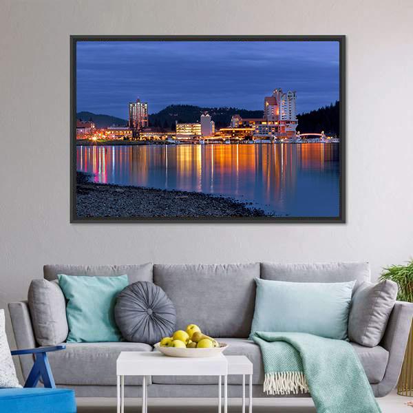 Coeur d'Alene Skyline Panoramic Canvas Wall Art-1 Piece-36" x 12"-Tiaracle