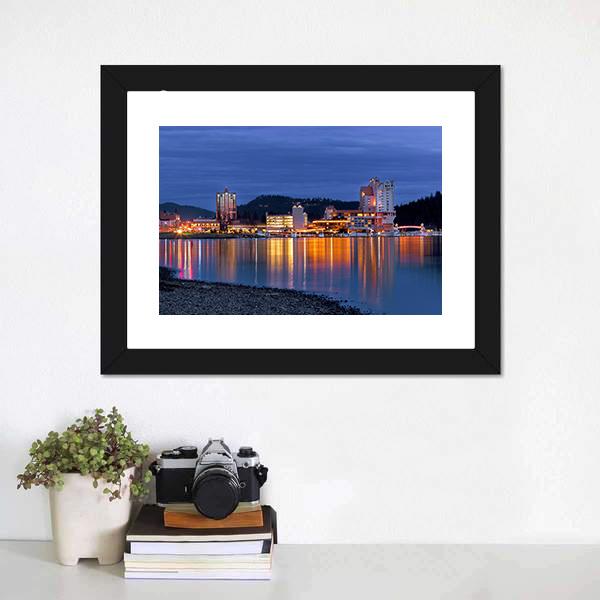 Coeur d'Alene Skyline Panoramic Canvas Wall Art-1 Piece-36" x 12"-Tiaracle