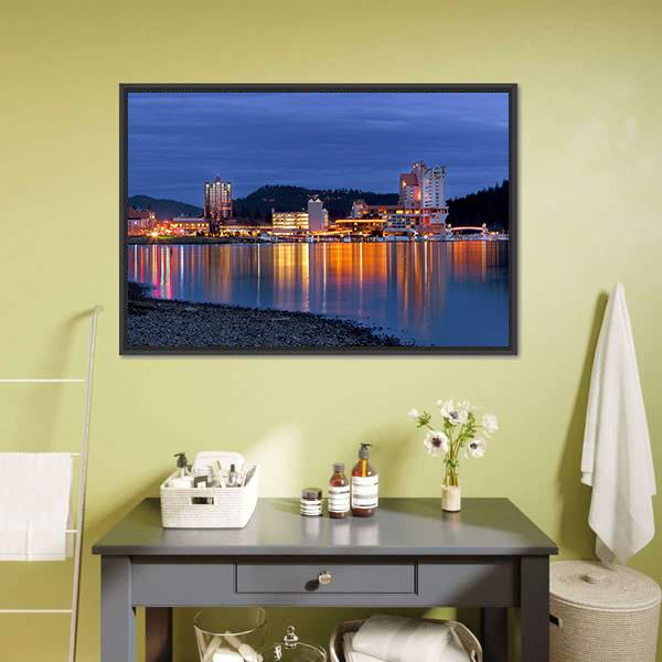Coeur d'Alene Skyline Panoramic Canvas Wall Art-1 Piece-36" x 12"-Tiaracle