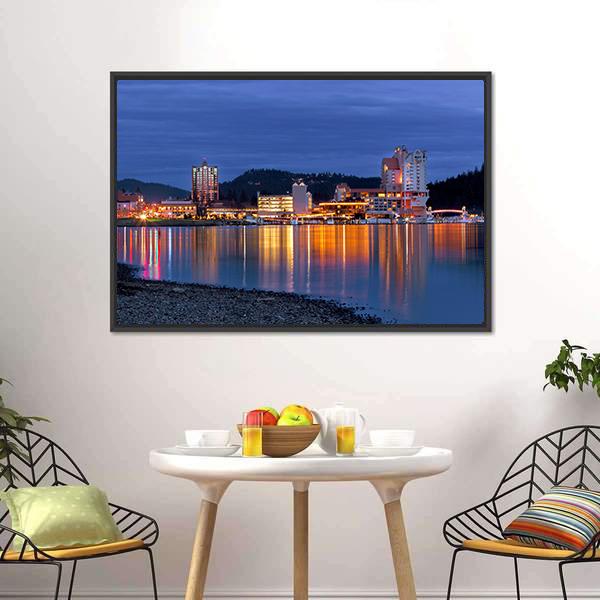 Coeur d'Alene Skyline Panoramic Canvas Wall Art-1 Piece-36" x 12"-Tiaracle