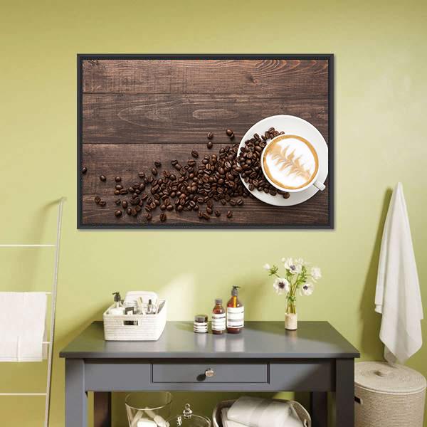 Coffee &amp; Coffee Beans Canvas Wall Art-3 Horizontal-Gallery Wrap-25&quot; x 16&quot;-Tiaracle