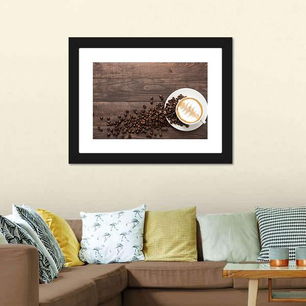 Coffee &amp; Coffee Beans Canvas Wall Art-1 Piece-Framed Print-20&quot; x 16&quot;-Tiaracle